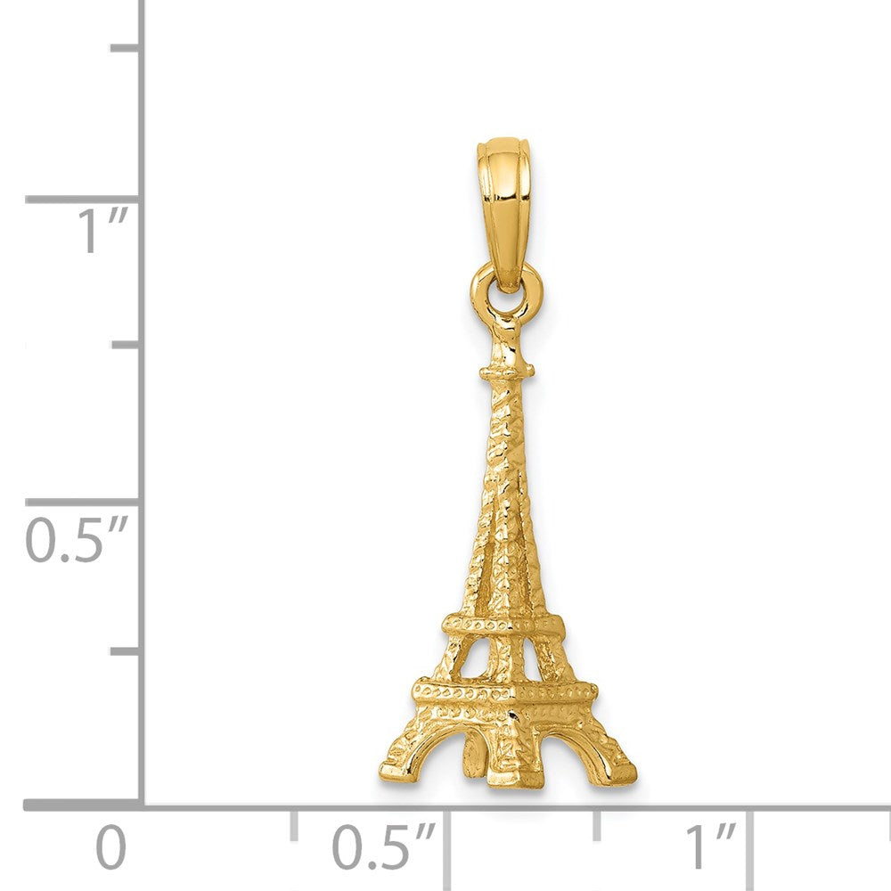 14k Solid Polished 3-D Eiffel Tower Charm