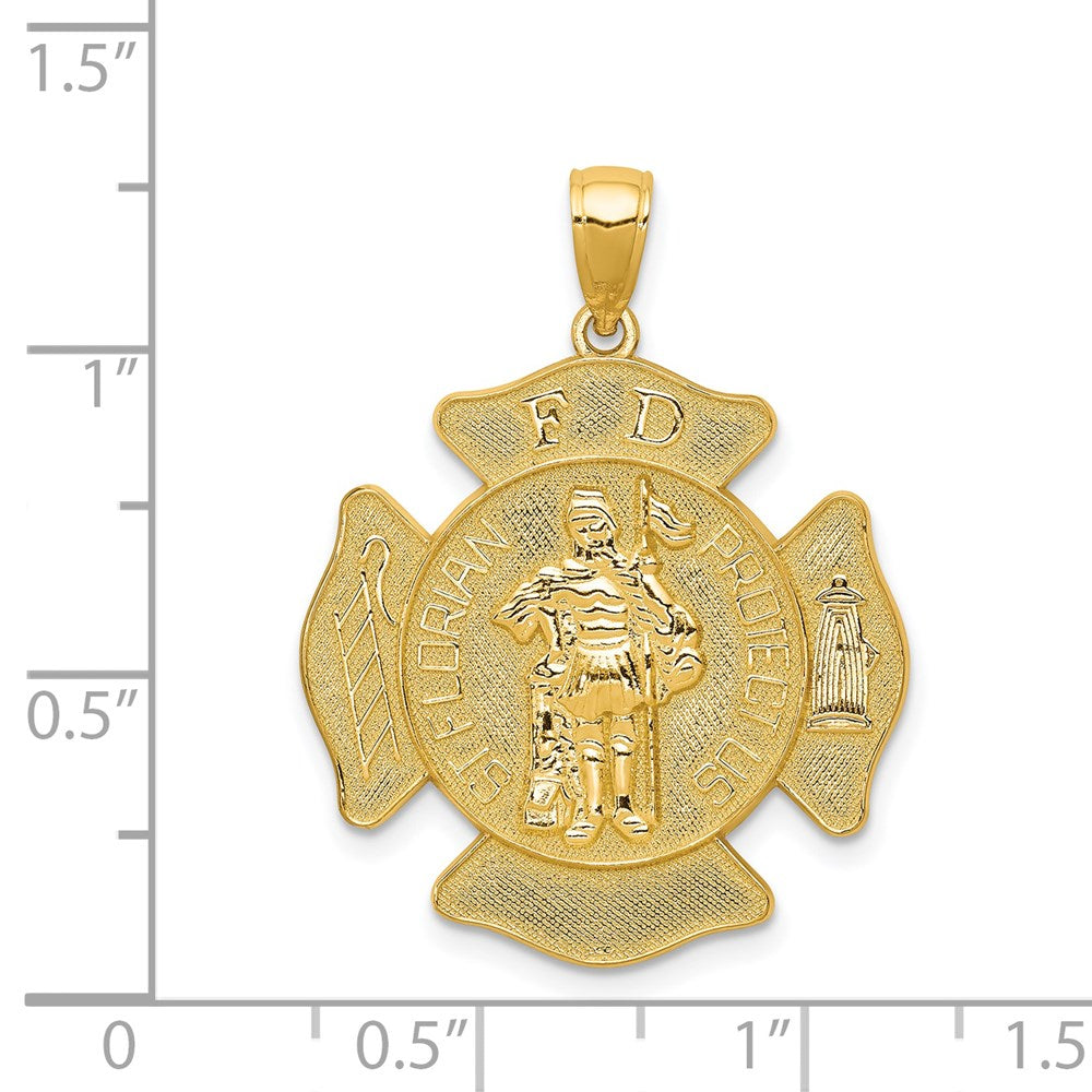 14k Large FD St. Florian Badge Pendant