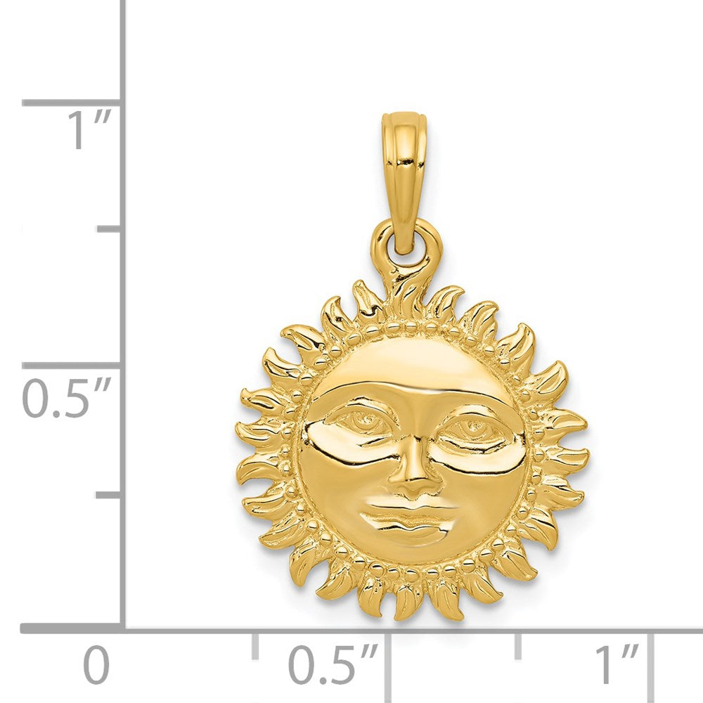 14k Solid Polished Reversible Sun Pendant