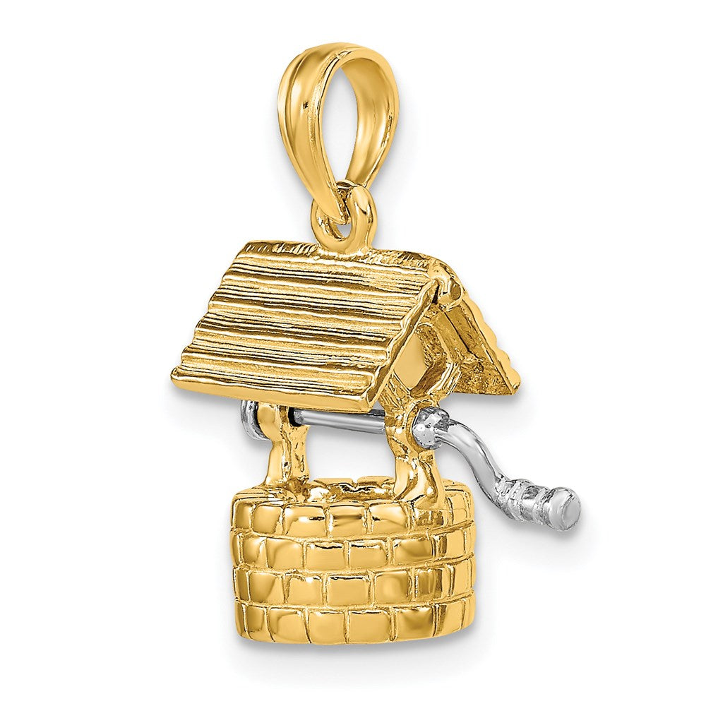 14k Polished 3-D Moveable Wishing Well Charm