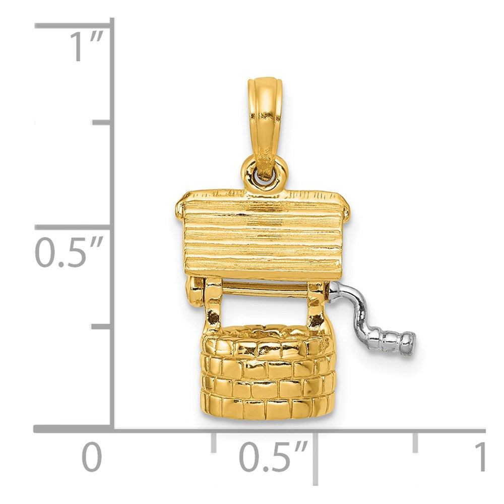 14k Polished 3-D Moveable Wishing Well Charm