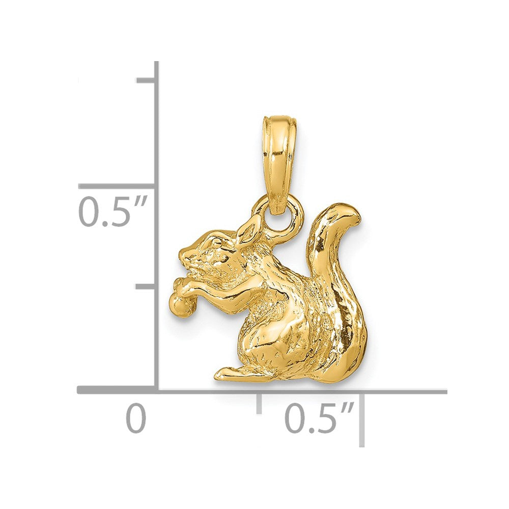 14k Solid 3-D Squirrel with Nut Charm