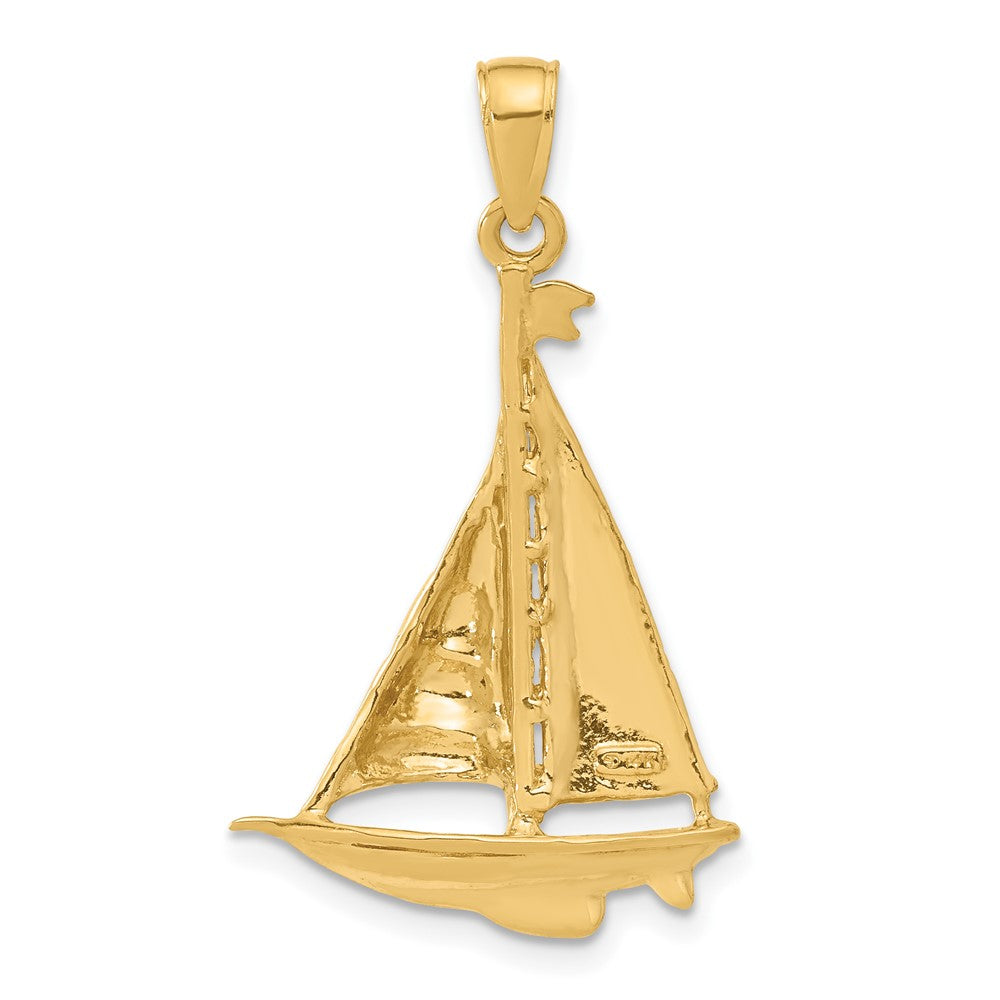 14k Polished Sailboat Pendant