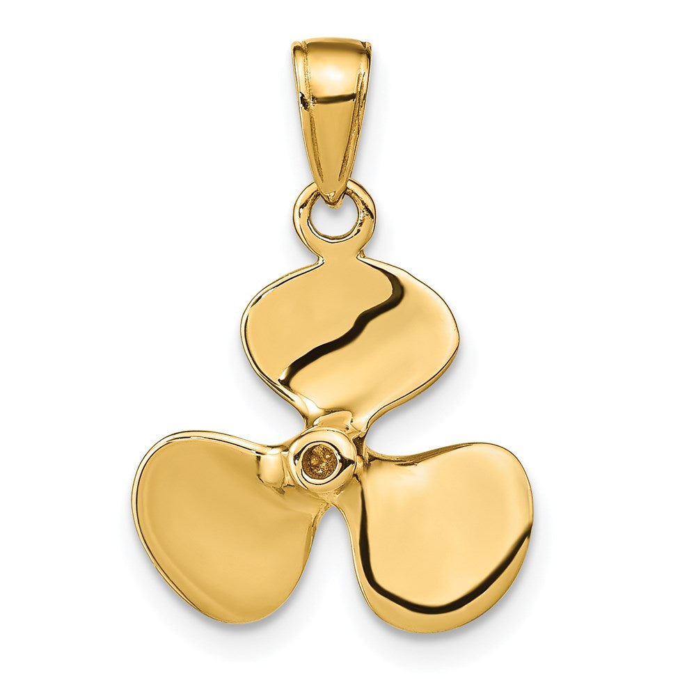 14K Polished 3-D Propeller Pendant