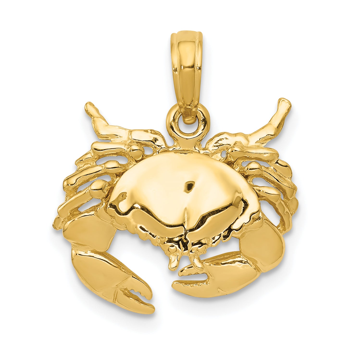 14K Polished Open-Backed Crab Pendant