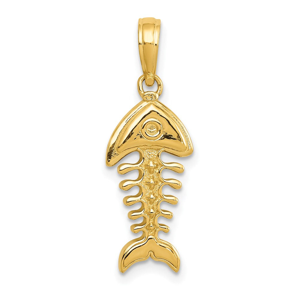 14K Polished 3-D Fish Bone Pendant