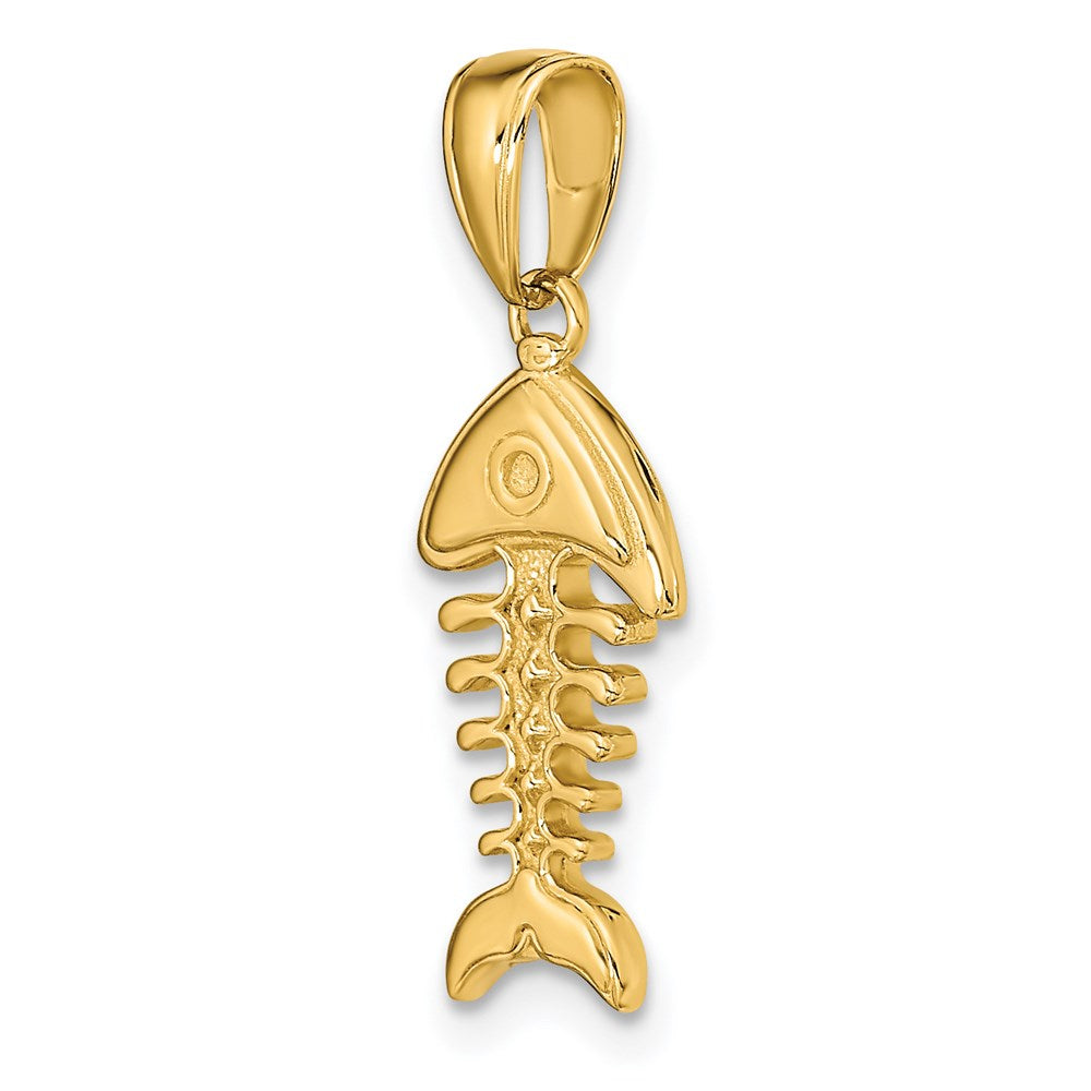 14K Polished 3-D Fish Bone Pendant