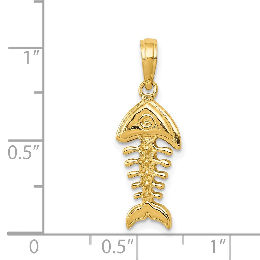 14K Polished 3-D Fish Bone Pendant