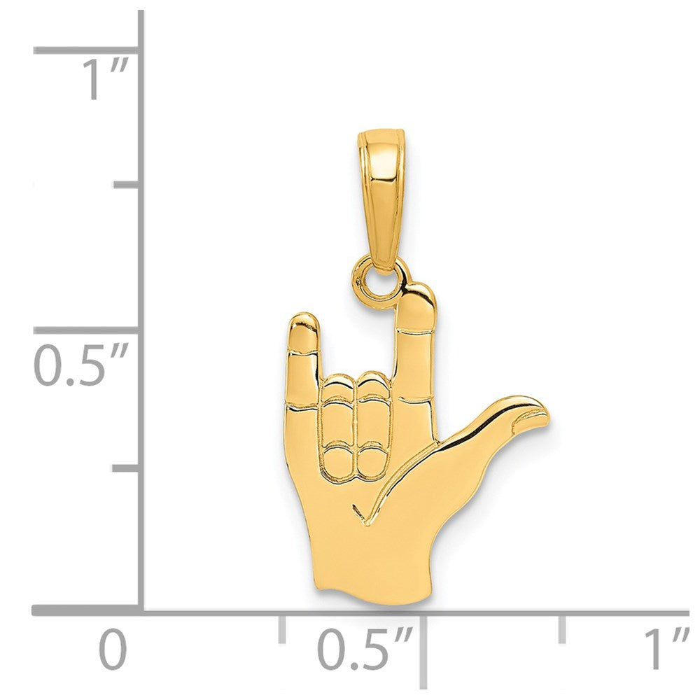 14k I Love You Hand/ Sign Language Pendant