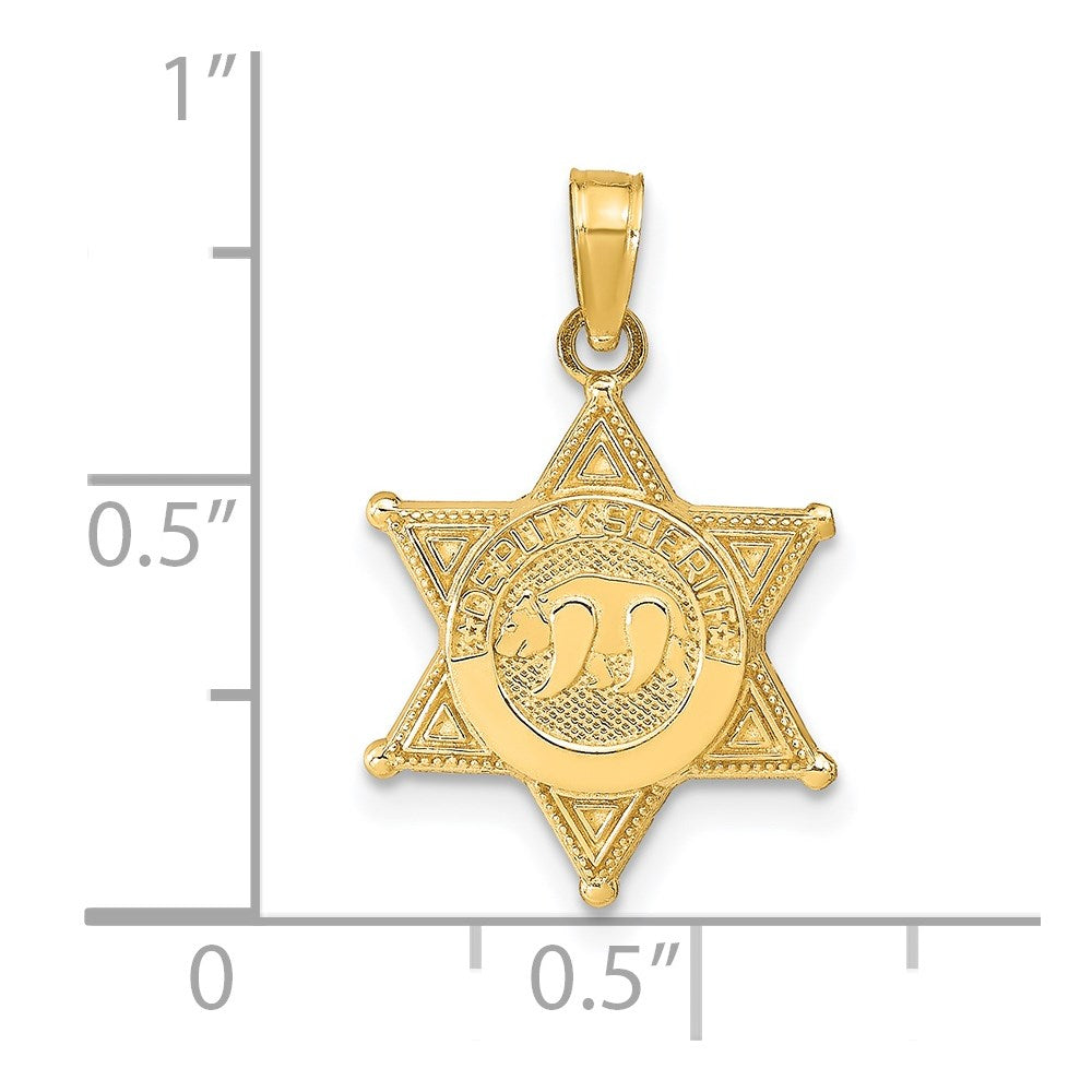 14k DEPUTY SHERIFF Badge with Bear Pendant
