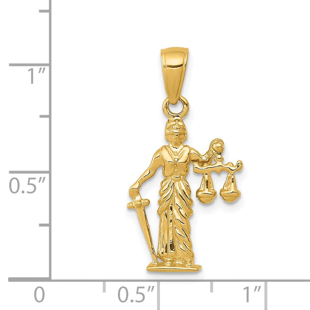 14k 3-D Lady of Justice w/Moveable Scales Pendant