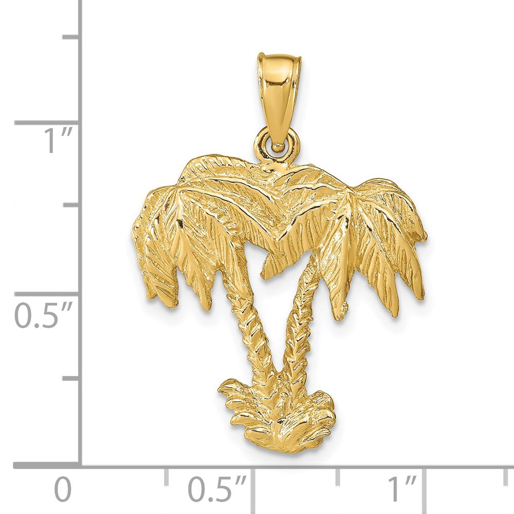 14k Double Palm Trees Pendant