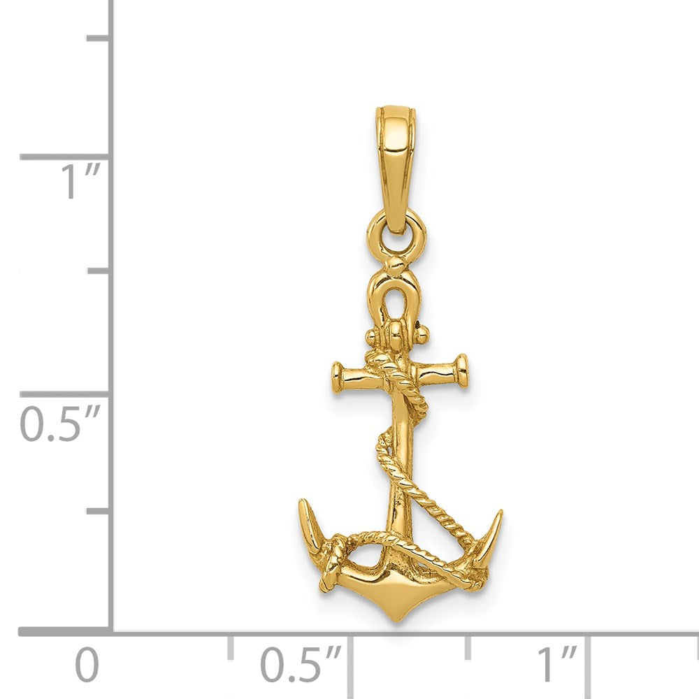 14k 3-D Anchor w/Shackle and Entwined Rope Pendant