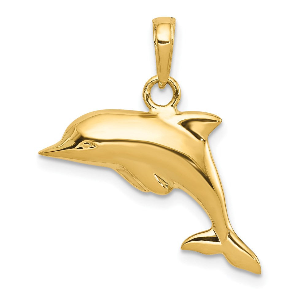 14K Polished 3-D Dolphin Pendant