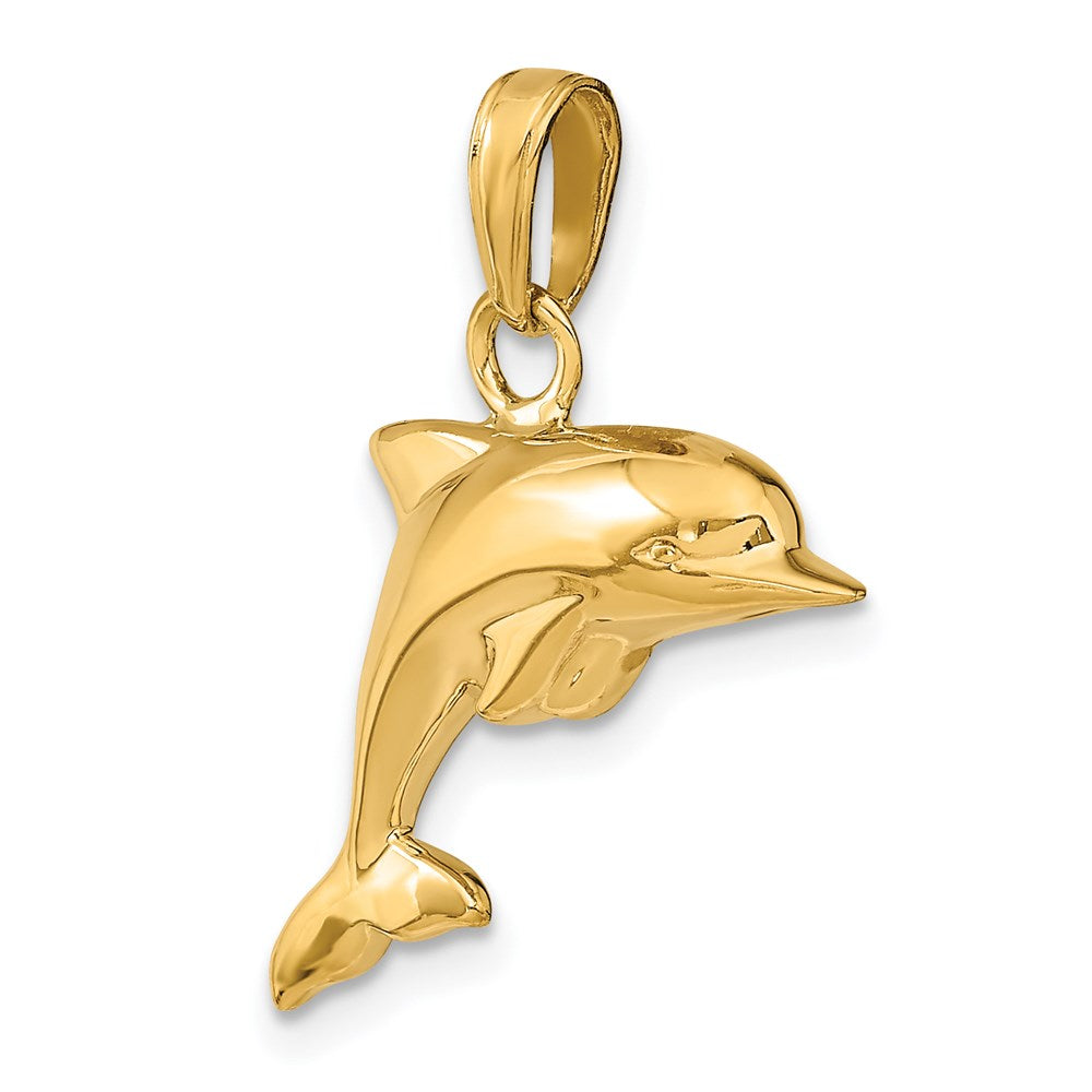 14K Polished 3-D Dolphin Pendant