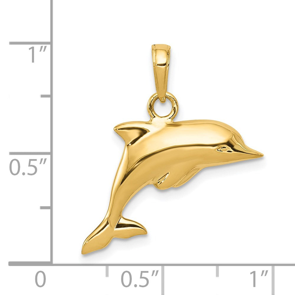 14K Polished 3-D Dolphin Pendant