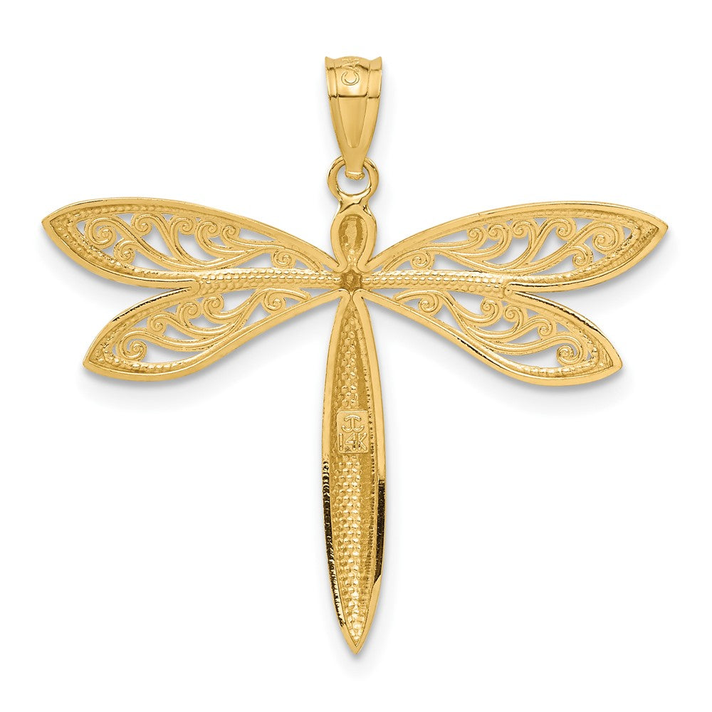 14k with Rhodium Dragonfly Pendant