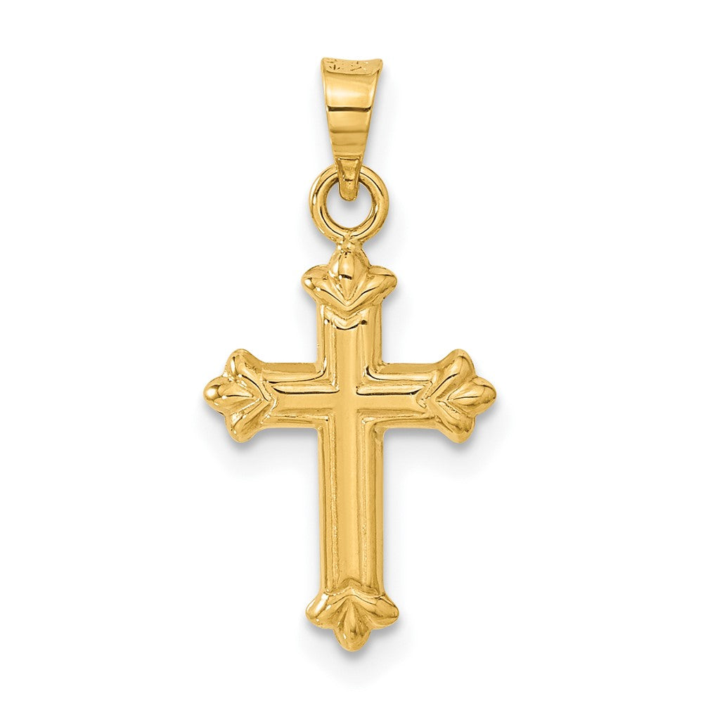 14k Fleur de Lis Hollow Cross Charm