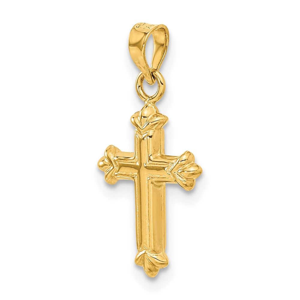 14k Fleur de Lis Hollow Cross Charm
