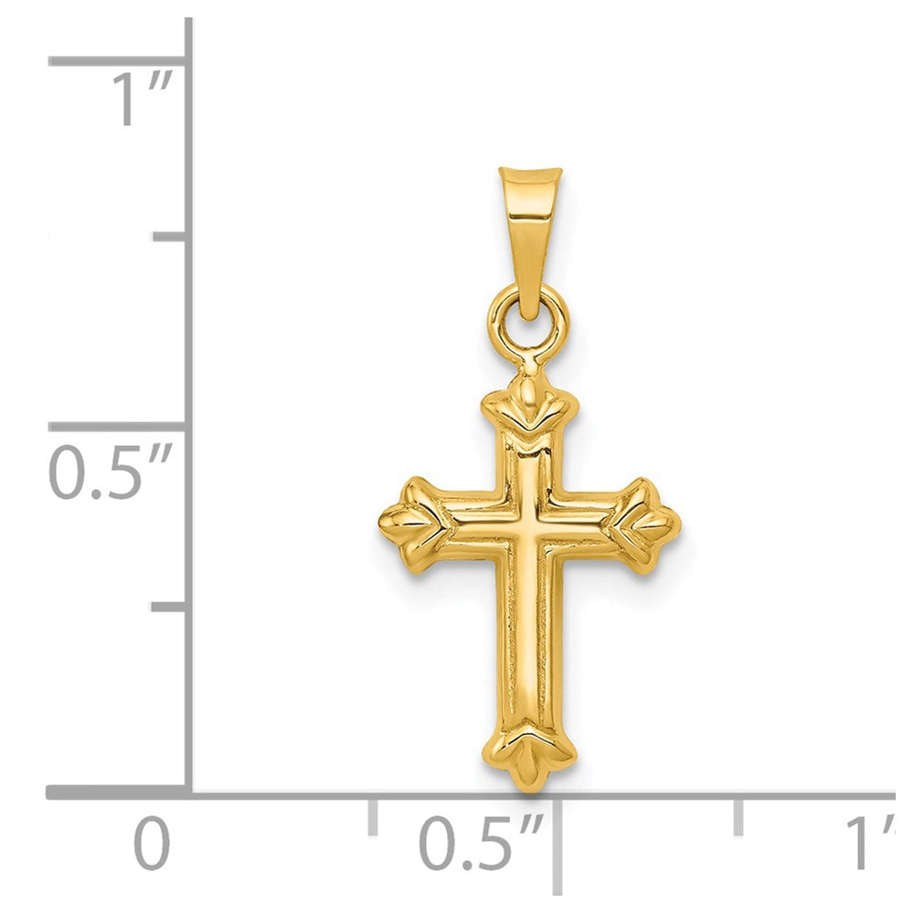 14k Fleur de Lis Hollow Cross Charm
