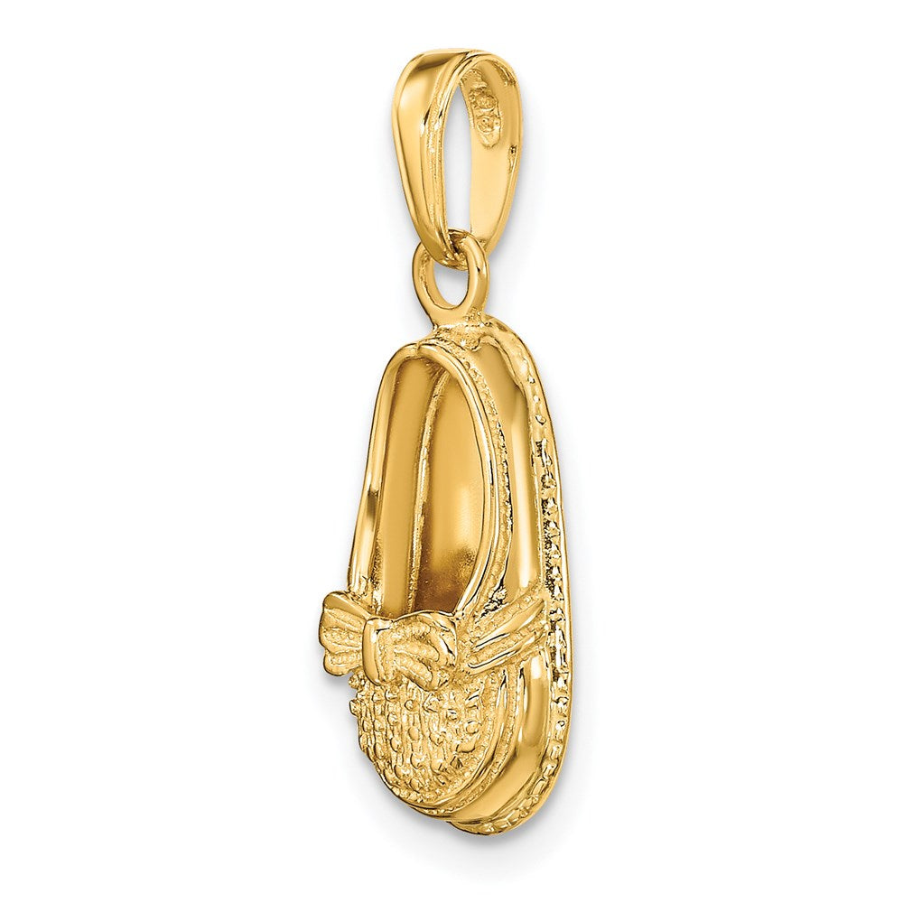 14k 3-D Baby Shoe with Bow Pendant