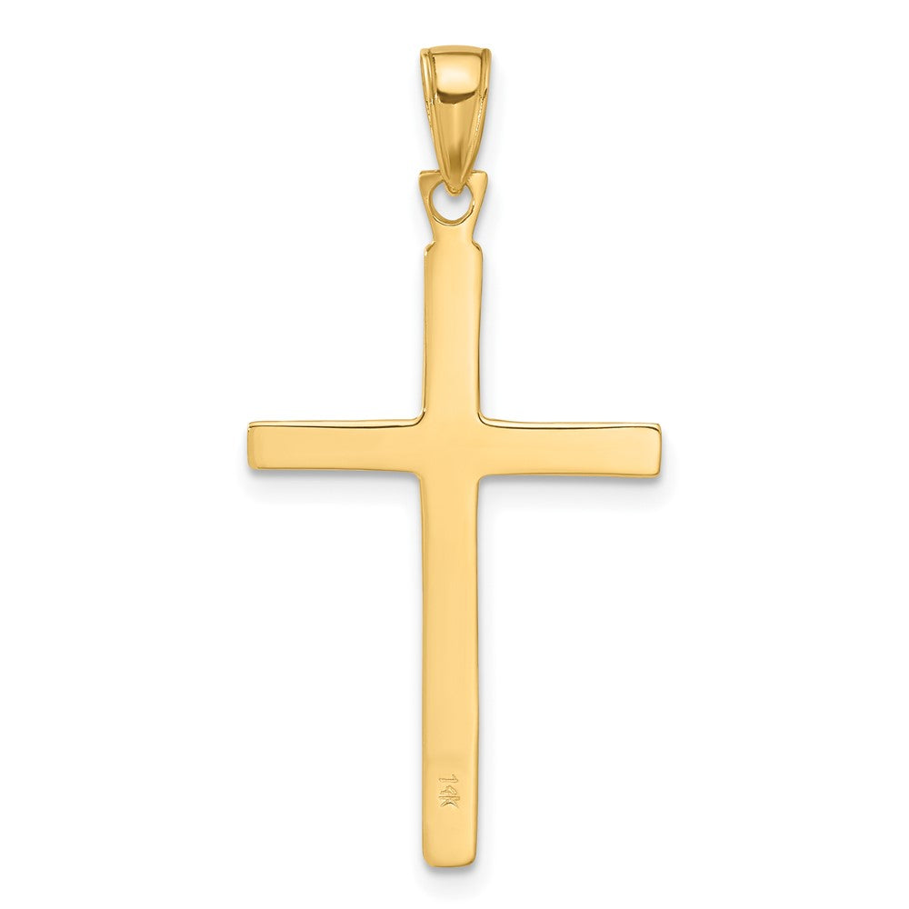 14K Satin Finish Accent Stick Cross Pendant