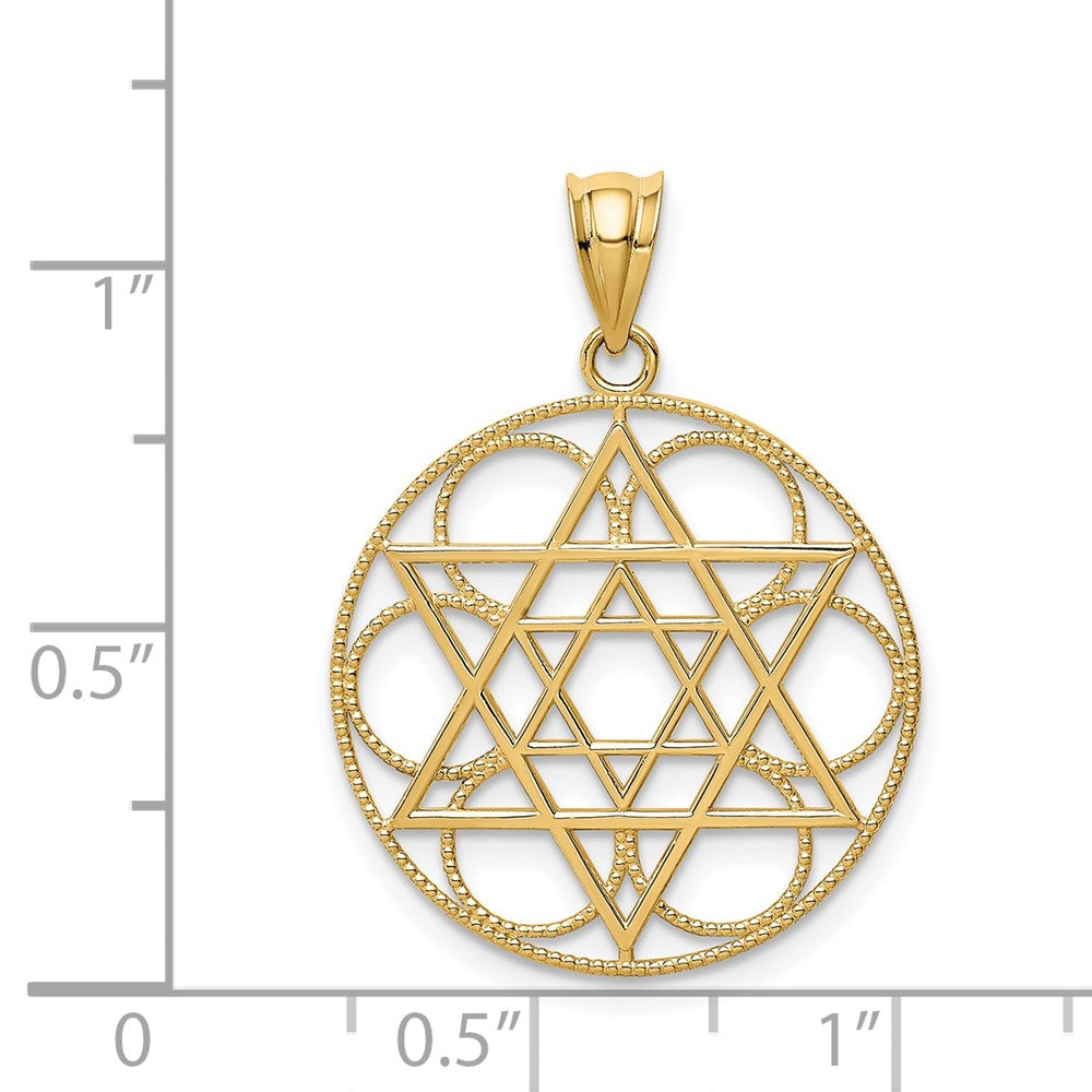 14k Star of David Circle Pendant