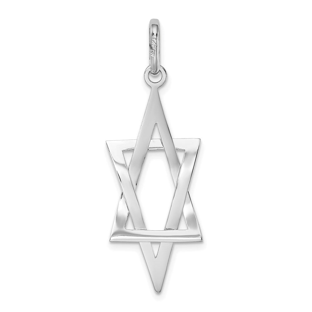 14K White Gold Elongated Star Of David Charm