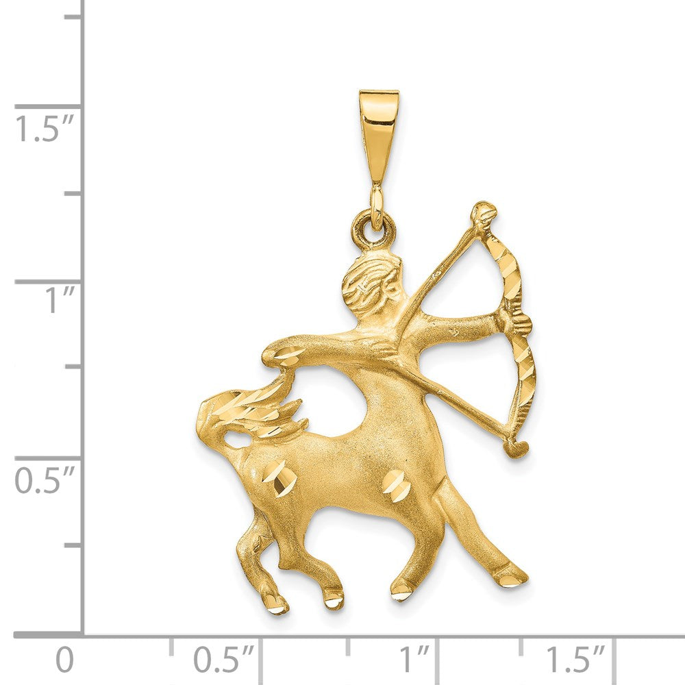 14k Satin Diamond-cut Sagittarius Zodiac Charm