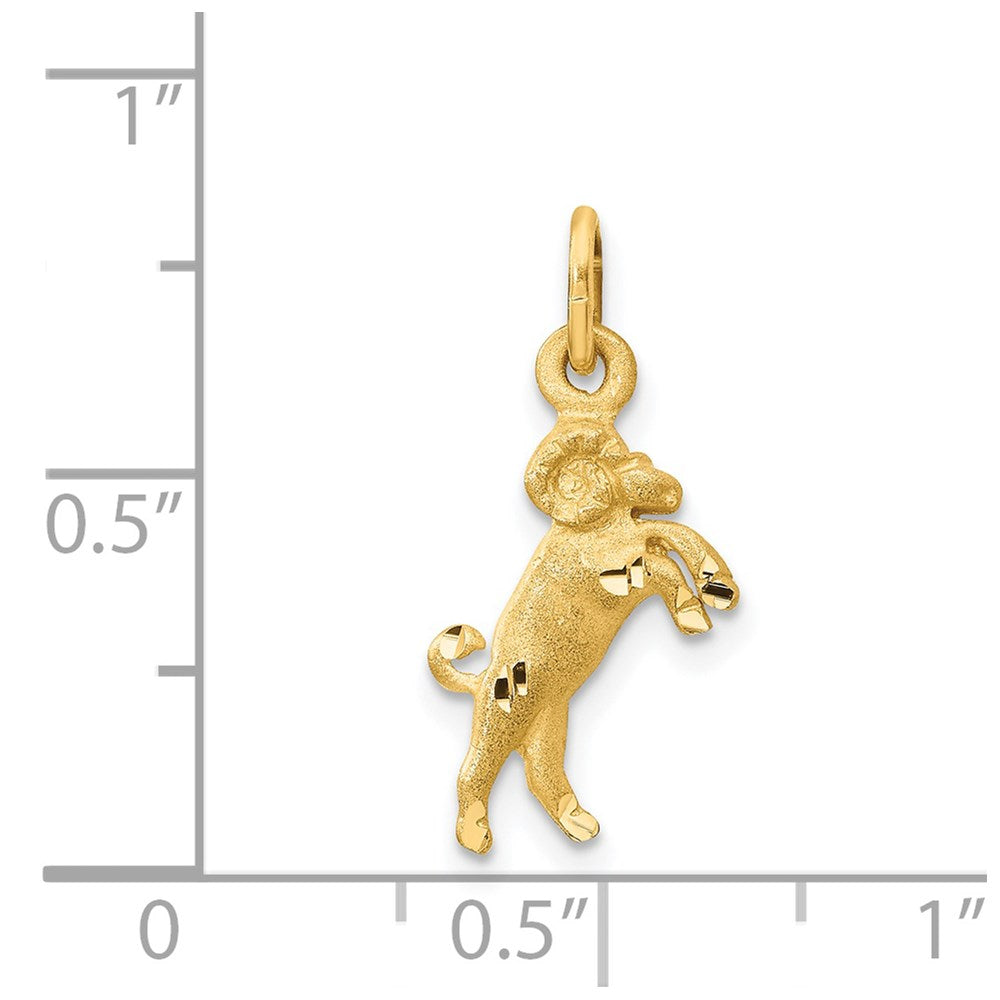 14k Satin Diamond-cut Aries Zodiac Charm