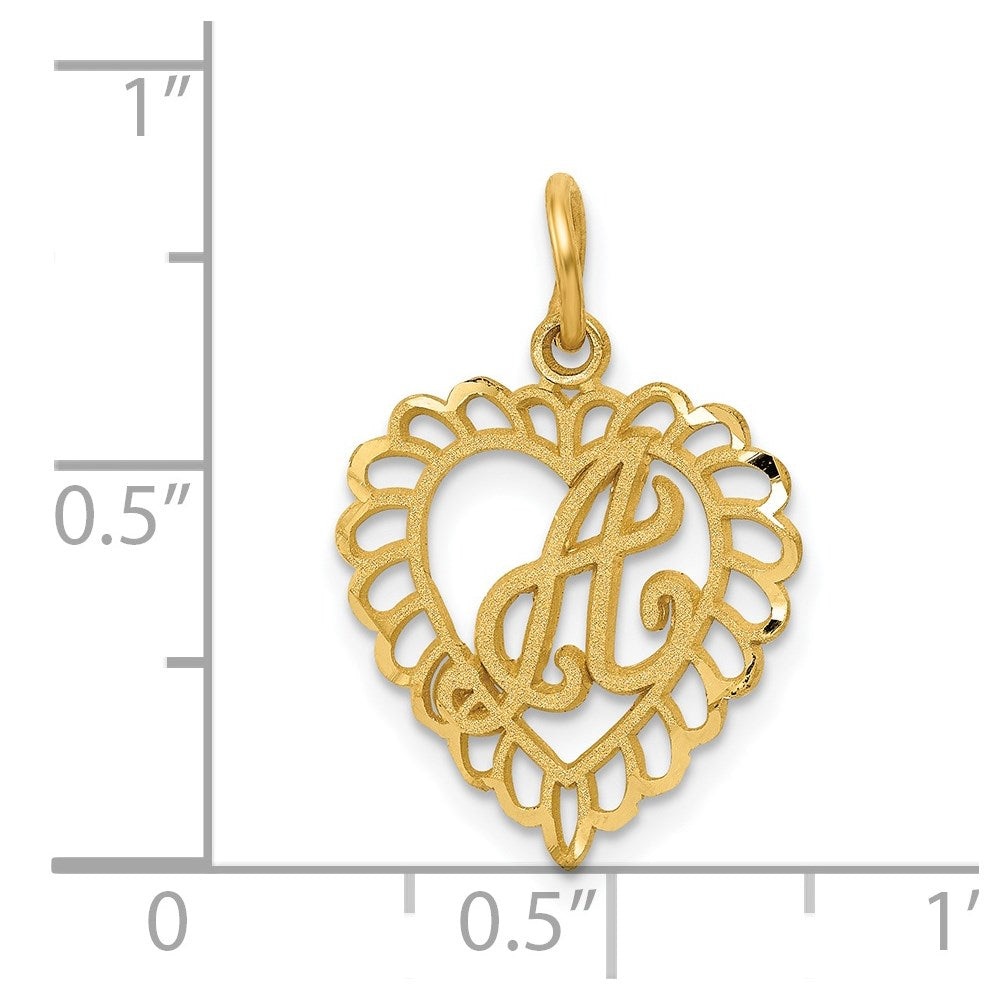 14k Heart Letter A Charm