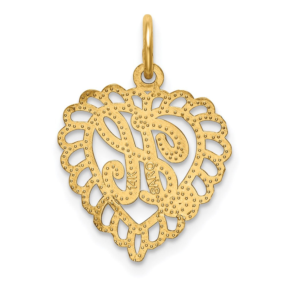 14k Heart Letter H Charm