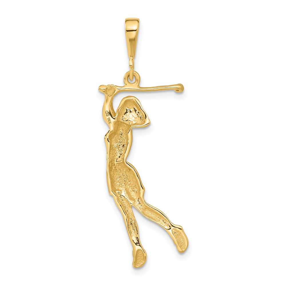 14k Female Golfer Pendant