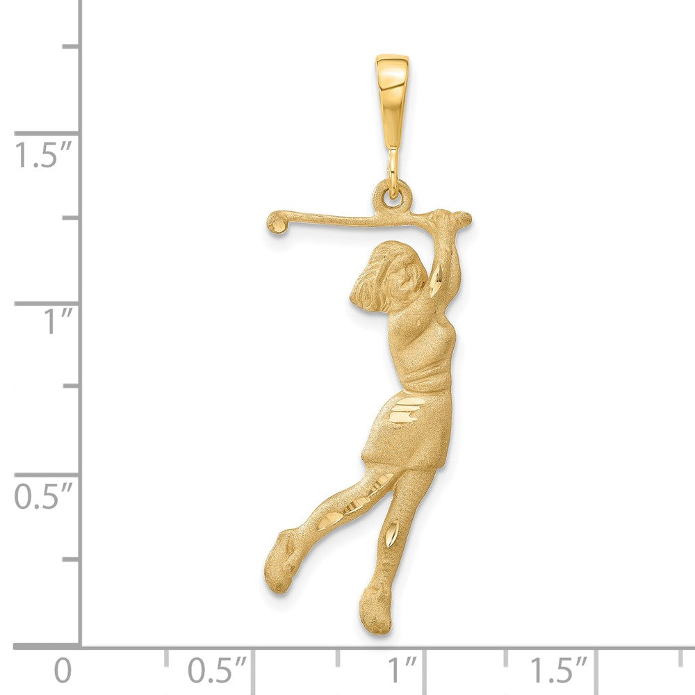 14k Female Golfer Pendant