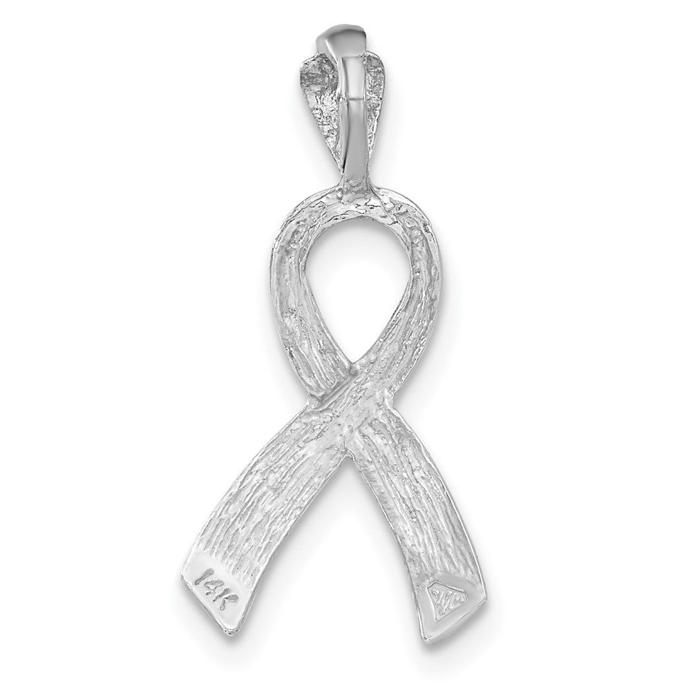 14k White Gold Diamond-cut Awareness Pendant