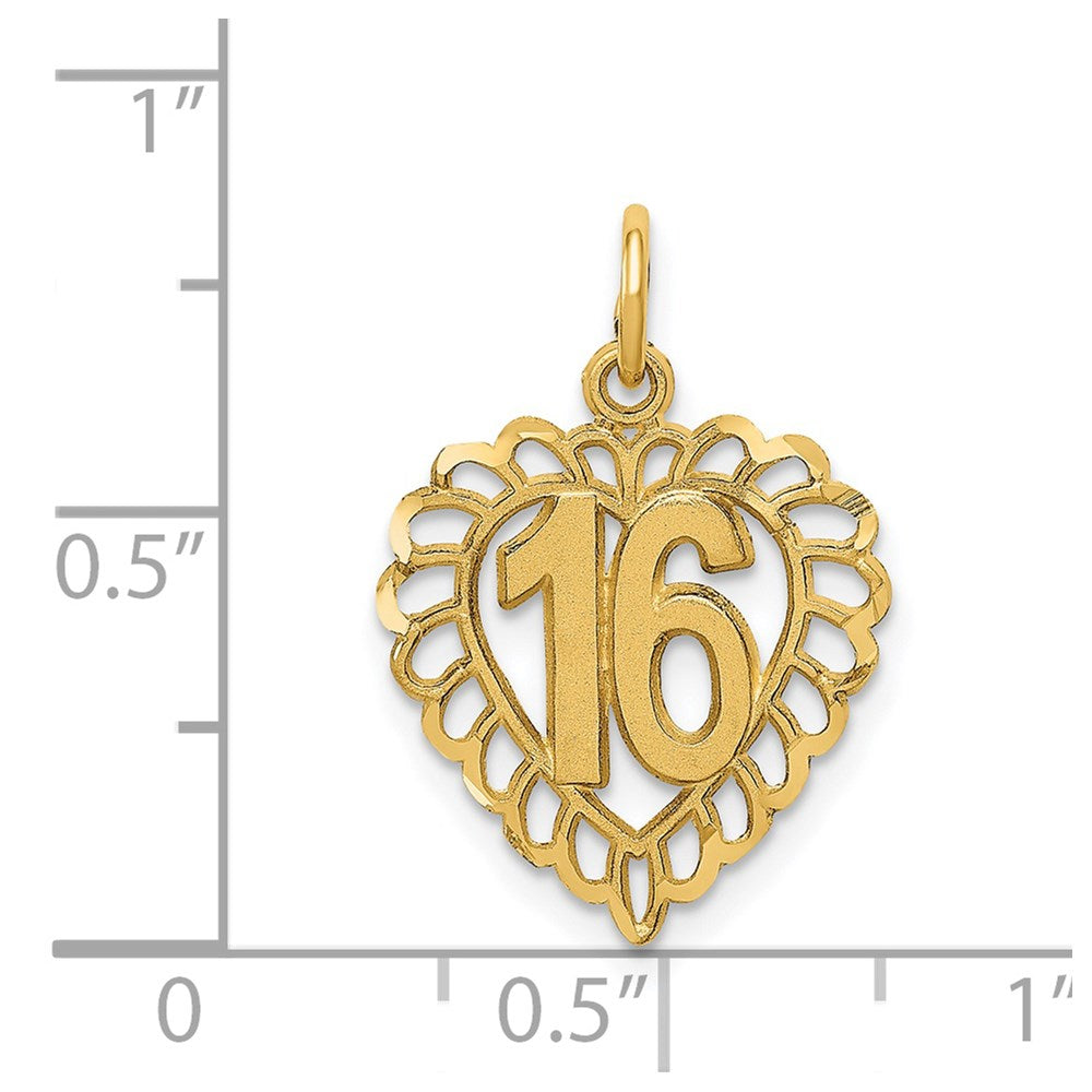 14k 16 in a Heart Charm