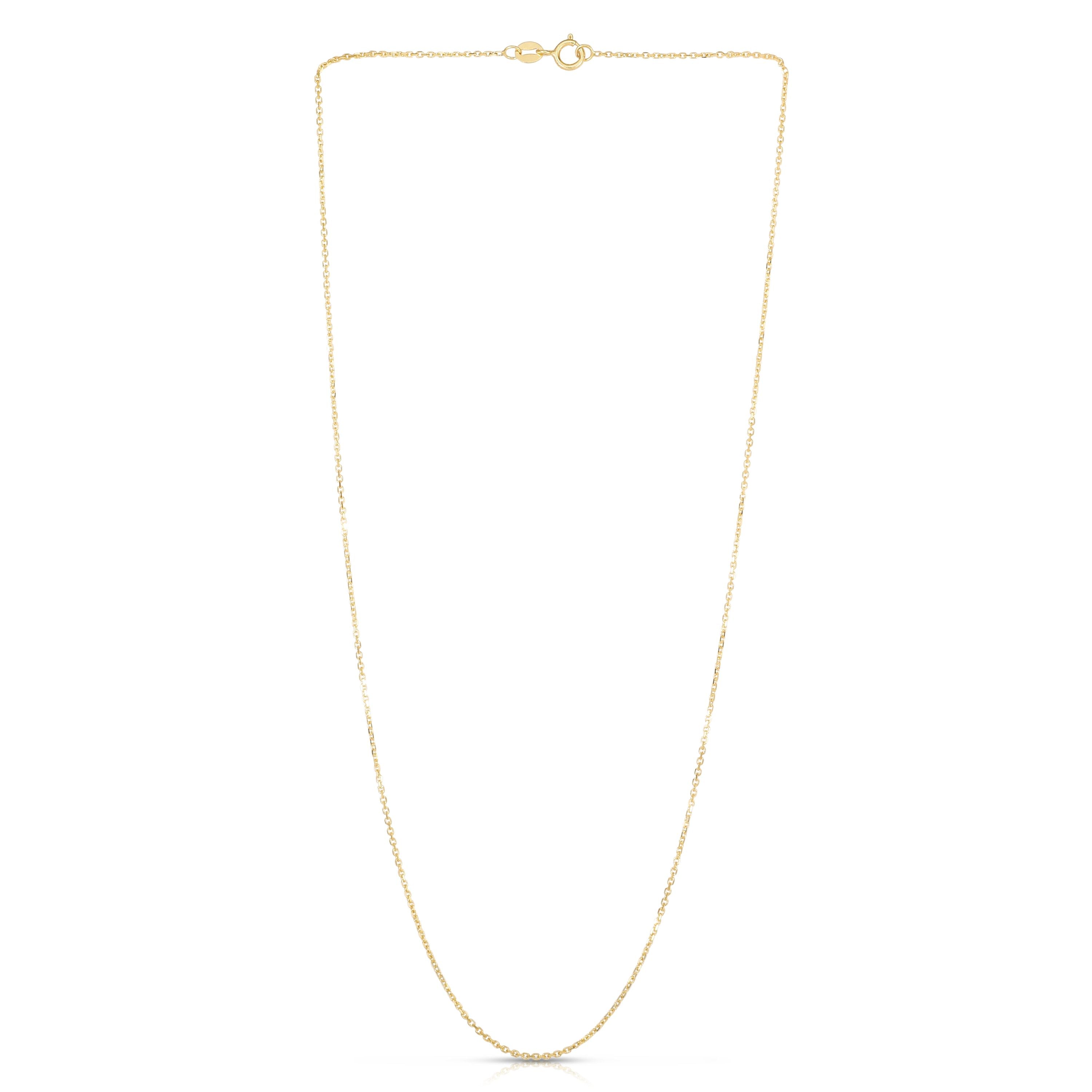 14K Yellow Gold 1.1mm Diamond Cut Cable Chain with Spring Ring