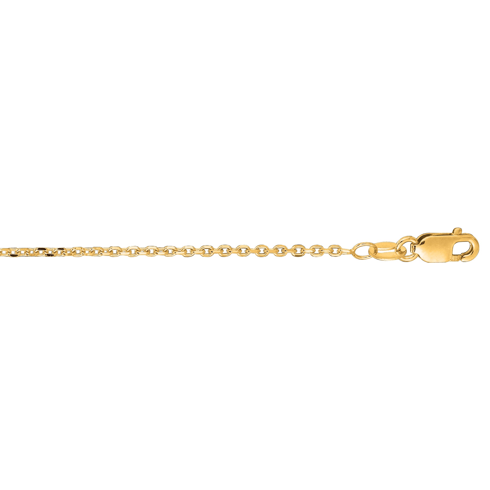 14K Yellow Gold 1.3mm Diamond Cut Cable 24" Chain with Lobster Lock