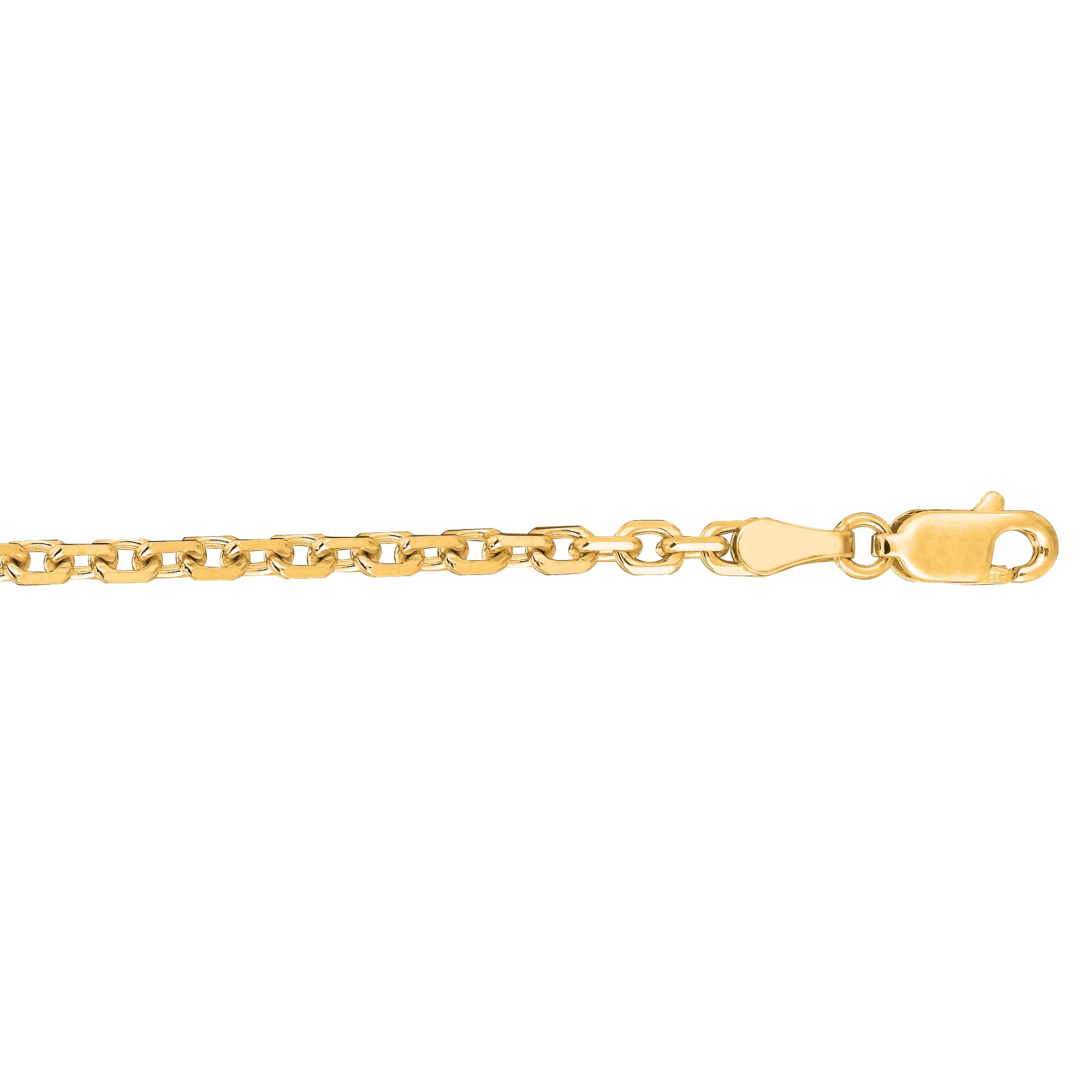 14K Yellow Gold 2.6mm 24" Diamond Cut  Classic Cable Chain with Lobster Clasp