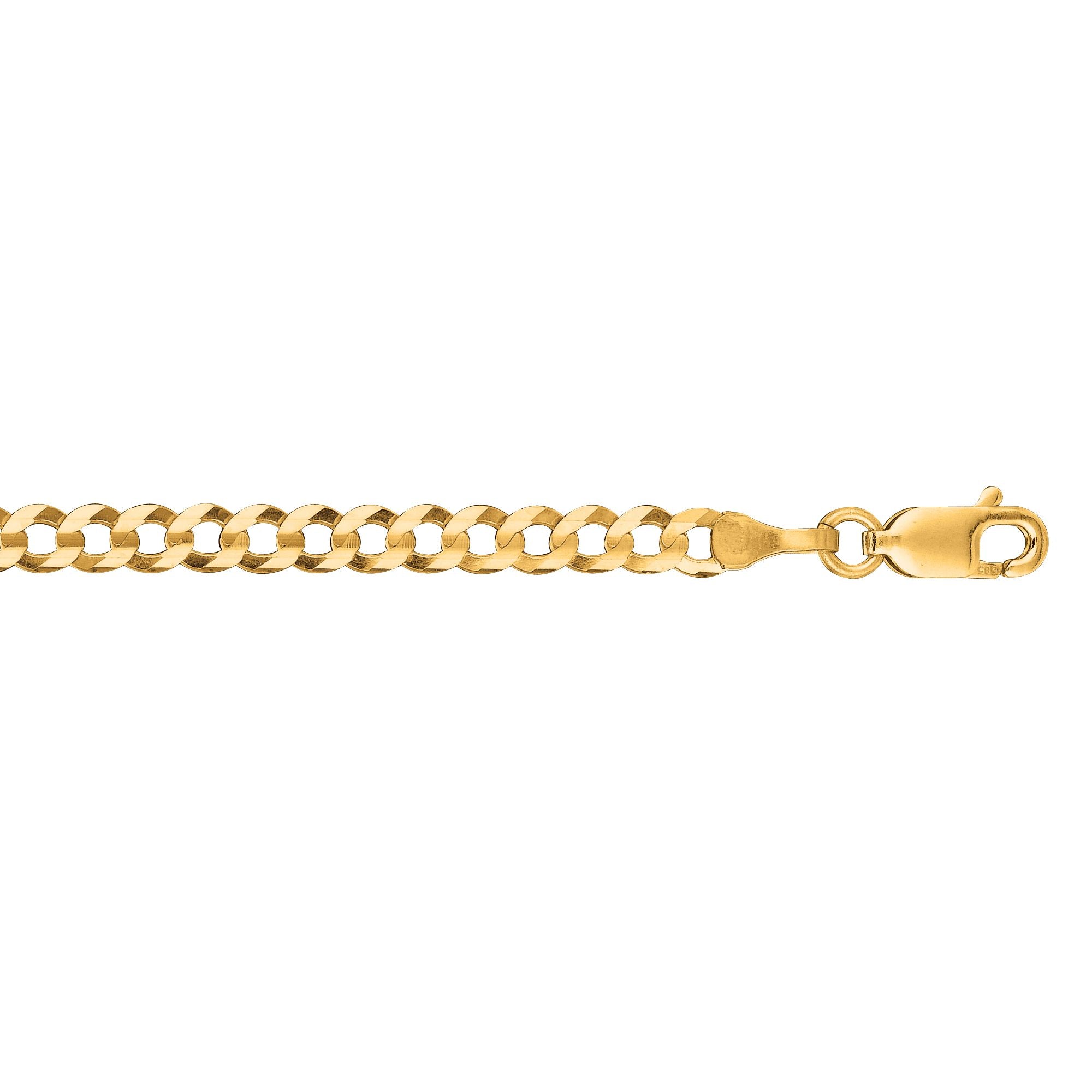 14K Yellow Gold 3.2mm Comfort Curb 24" Chain with Lobster Lock