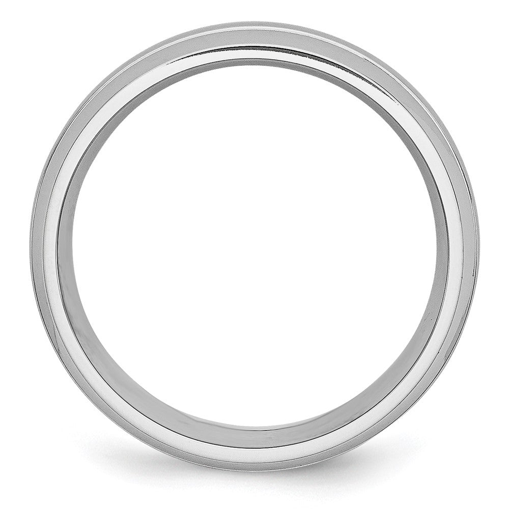 Chisel Cobalt Polished and Satin Grooved 8mm Band