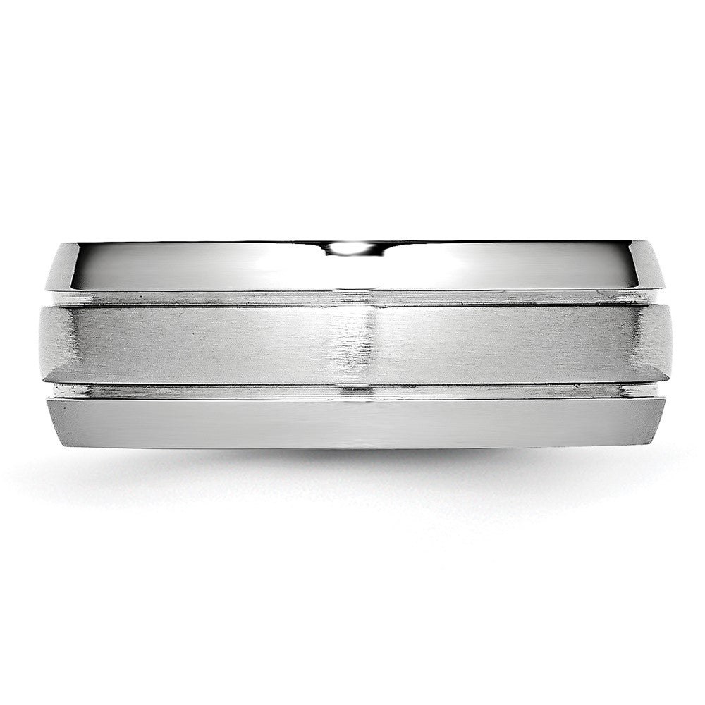 Chisel Cobalt Polished and Satin Grooved 8mm Band