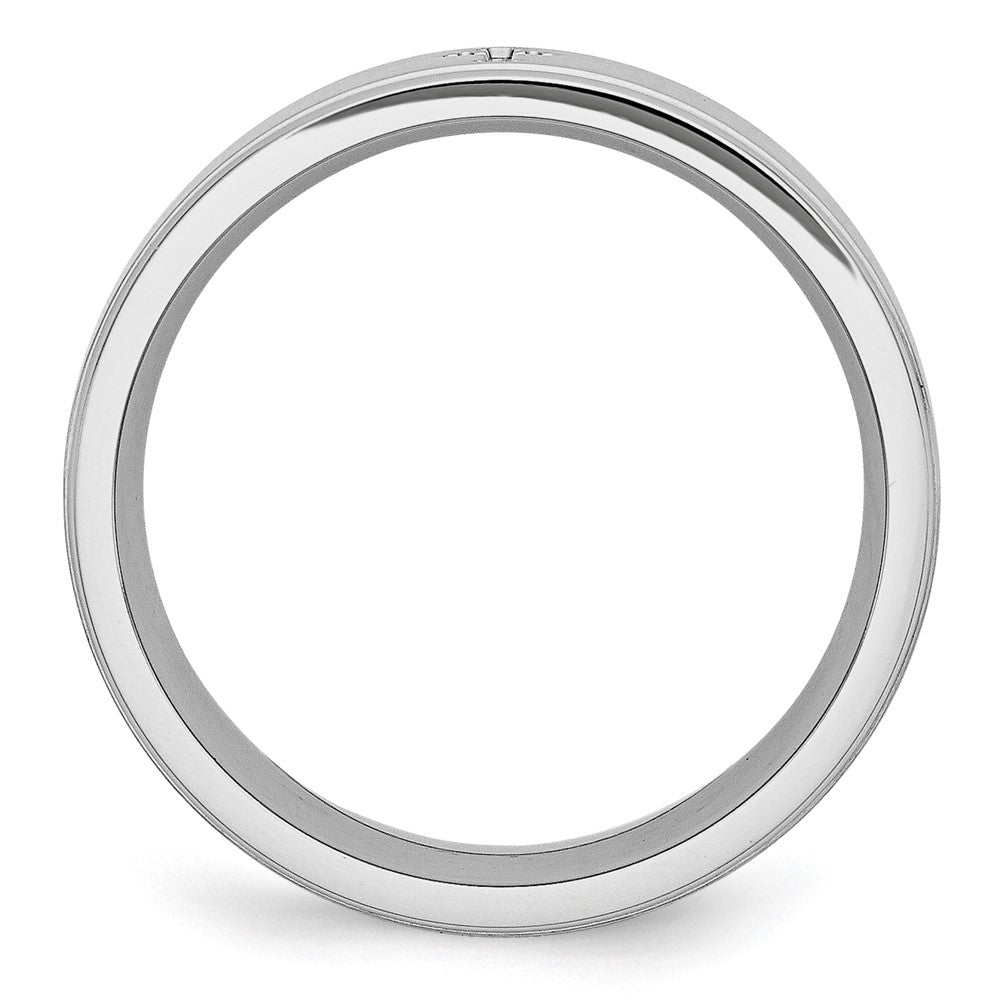 Chisel Cobalt Satin and Polished Ridged Edge 8mm Band