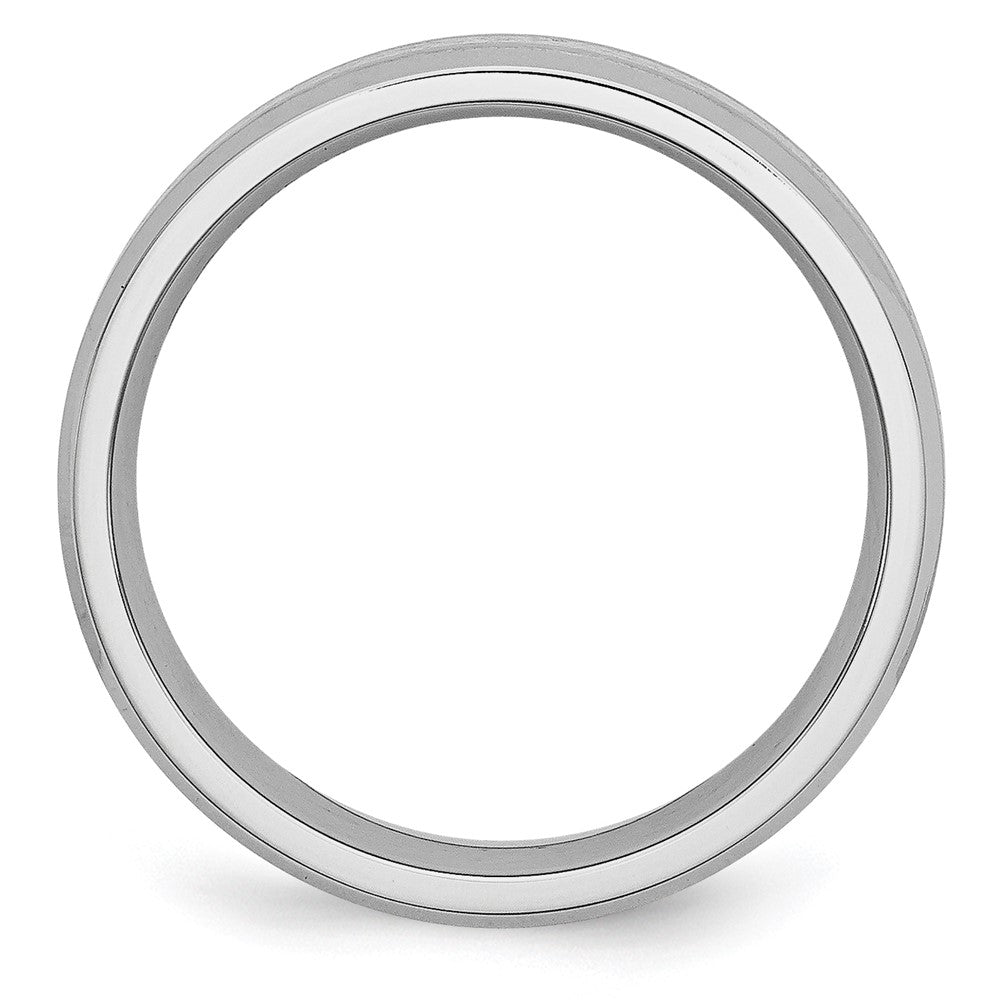 Chisel Cobalt Sterling Silver Inlay Satin and Polished 6mm Beveled Edge Band