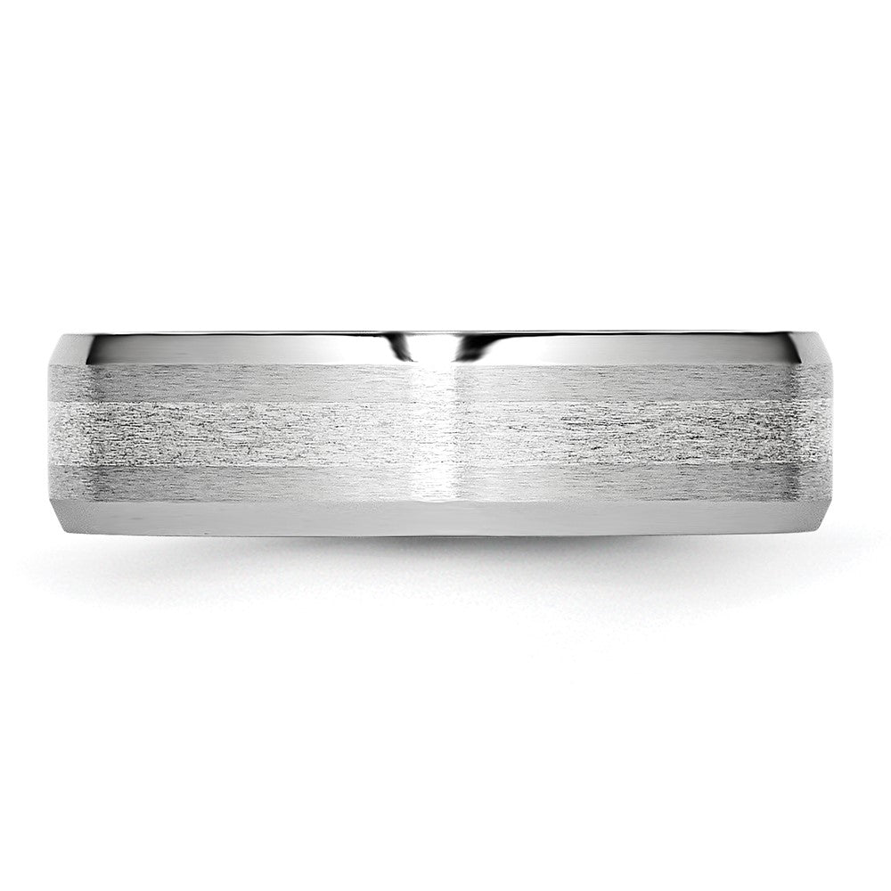 Chisel Cobalt Sterling Silver Inlay Satin and Polished 6mm Beveled Edge Band