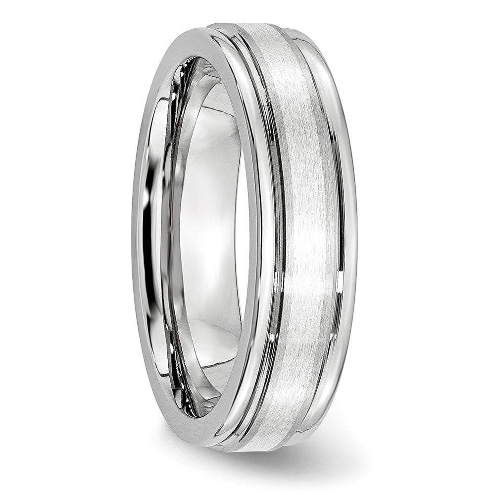 Chisel Cobalt Sterling Silver Inlay Satin and Polished 6mm Band