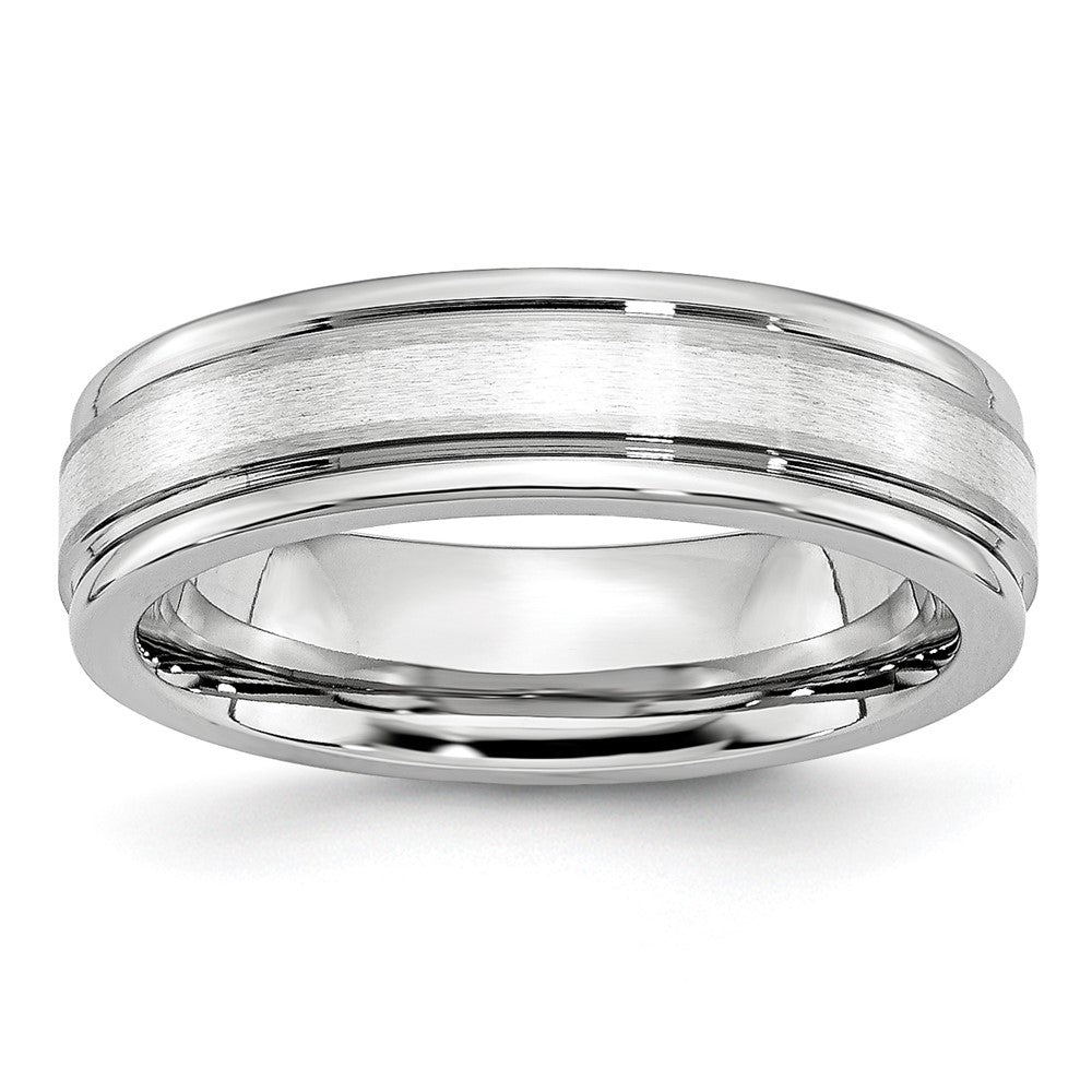 Chisel Cobalt Sterling Silver Inlay Satin and Polished 6mm Band