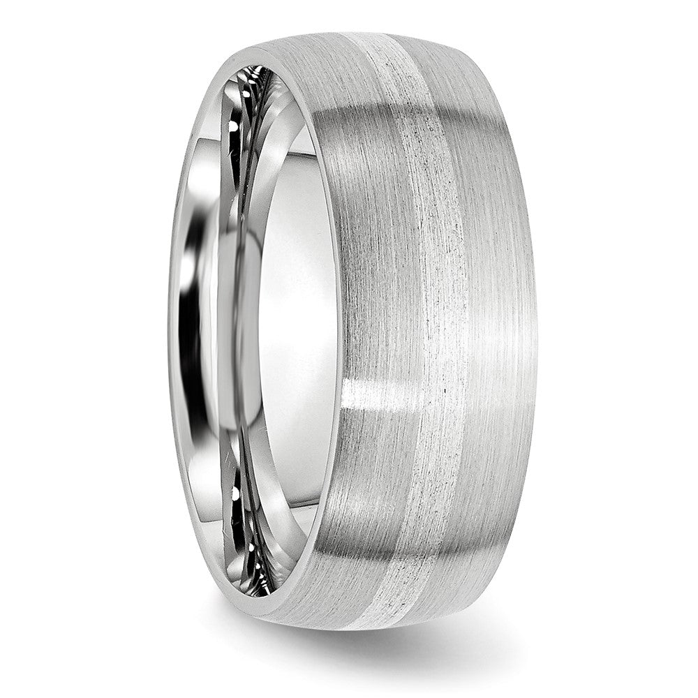 Chisel Cobalt Sterling Silver Inlay Satin 8mm Band