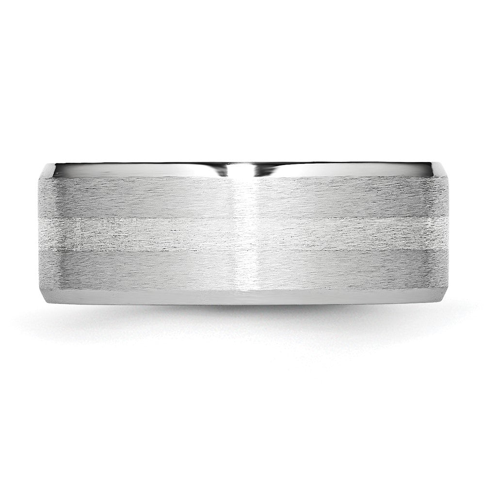 Chisel Cobalt Sterling Silver Inlay Satin and Polished Beveled Edge 8mm Band