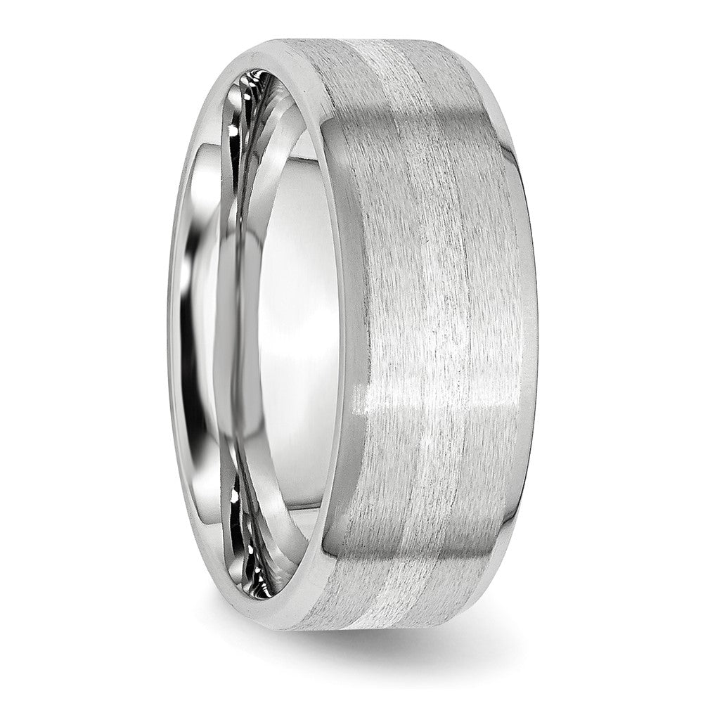 Chisel Cobalt Sterling Silver Inlay Satin and Polished Beveled Edge 8mm Band